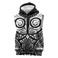 Marquesas Islands Sleeveless Hoodie Marquesan Tattoo Black White Color - Polynesian Pride