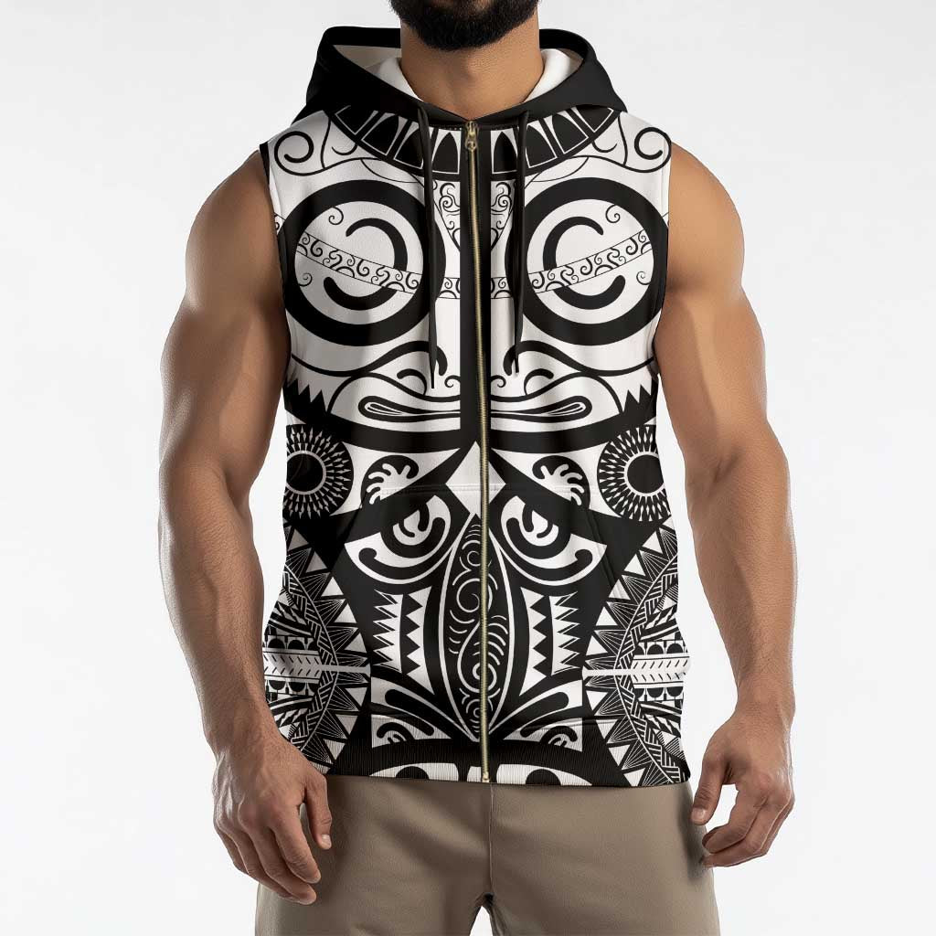 Marquesas Islands Sleeveless Zip Hoodie Marquesan Tattoo Black White Color - Polynesian Pride