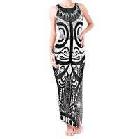 Marquesas Islands Tank Maxi Dress Marquesan Tattoo Black White Color - Polynesian Pride