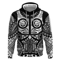 Marquesas Islands Zip Hoodie Marquesan Tattoo Black White Color - Polynesian Pride