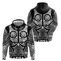 Marquesas Islands Zip Hoodie Marquesan Tattoo Black White Color - Polynesian Pride