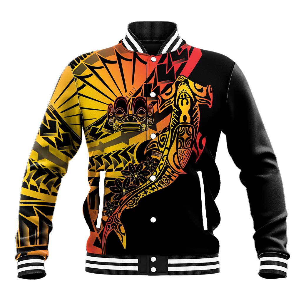 Gradient Marquesas Islands Baseball Jacket Marquesan Matatiki Hammerhead Shark Patutiki - Polynesian Pride
