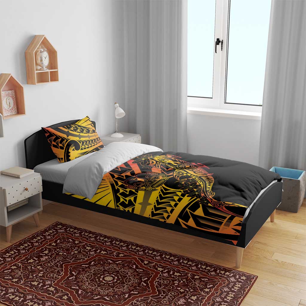 Gradient Marquesas Islands Bedding Set Marquesan Matatiki Hammerhead Shark Patutiki - Polynesian Pride