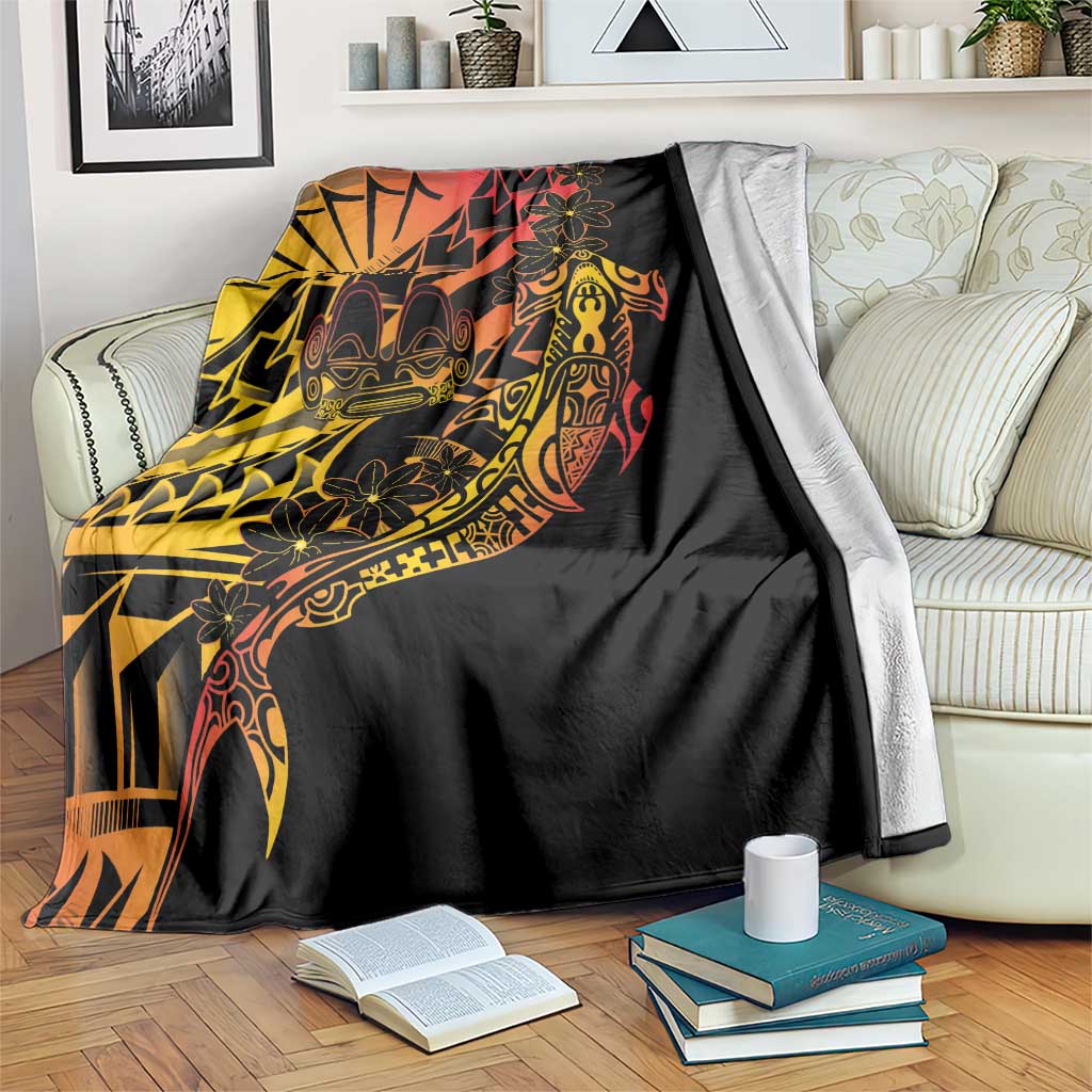 Gradient Marquesas Islands Blanket Marquesan Matatiki Hammerhead Shark Patutiki - Polynesian Pride