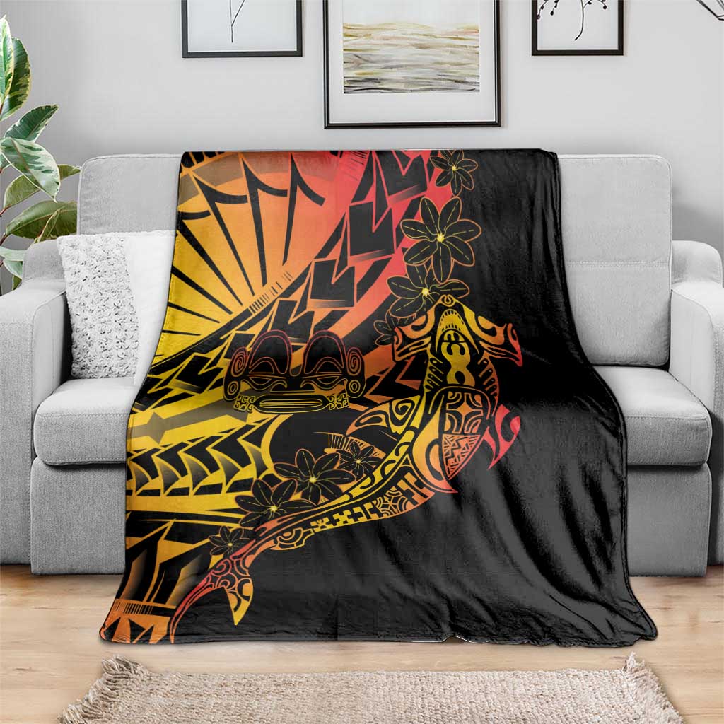 Gradient Marquesas Islands Blanket Marquesan Matatiki Hammerhead Shark Patutiki - Polynesian Pride