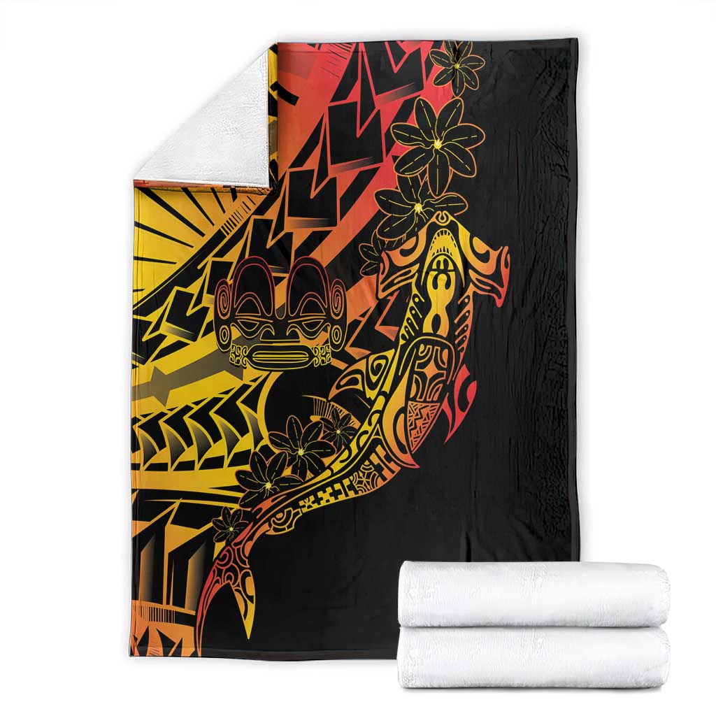 Gradient Marquesas Islands Blanket Marquesan Matatiki Hammerhead Shark Patutiki - Polynesian Pride