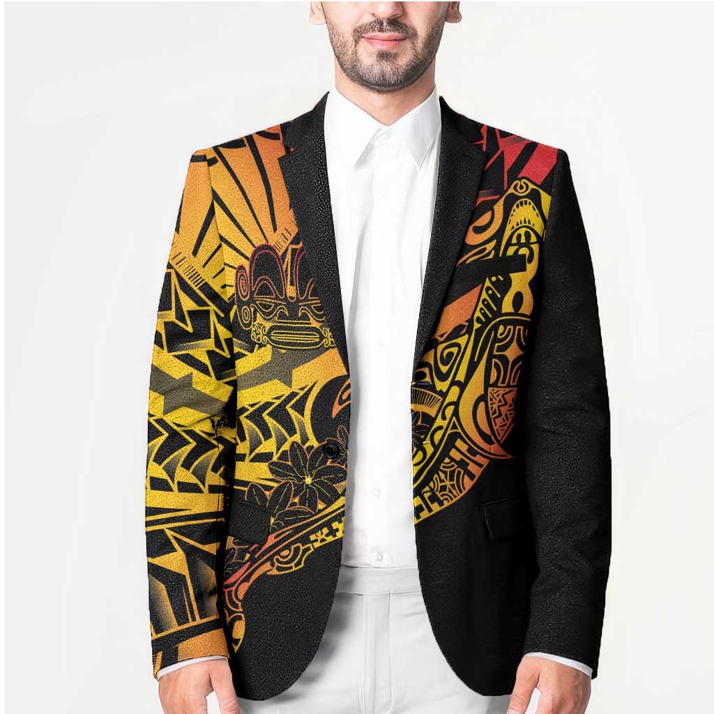 Gradient Marquesas Islands Blazer Marquesan Matatiki Hammerhead Shark Patutiki - Polynesian Pride