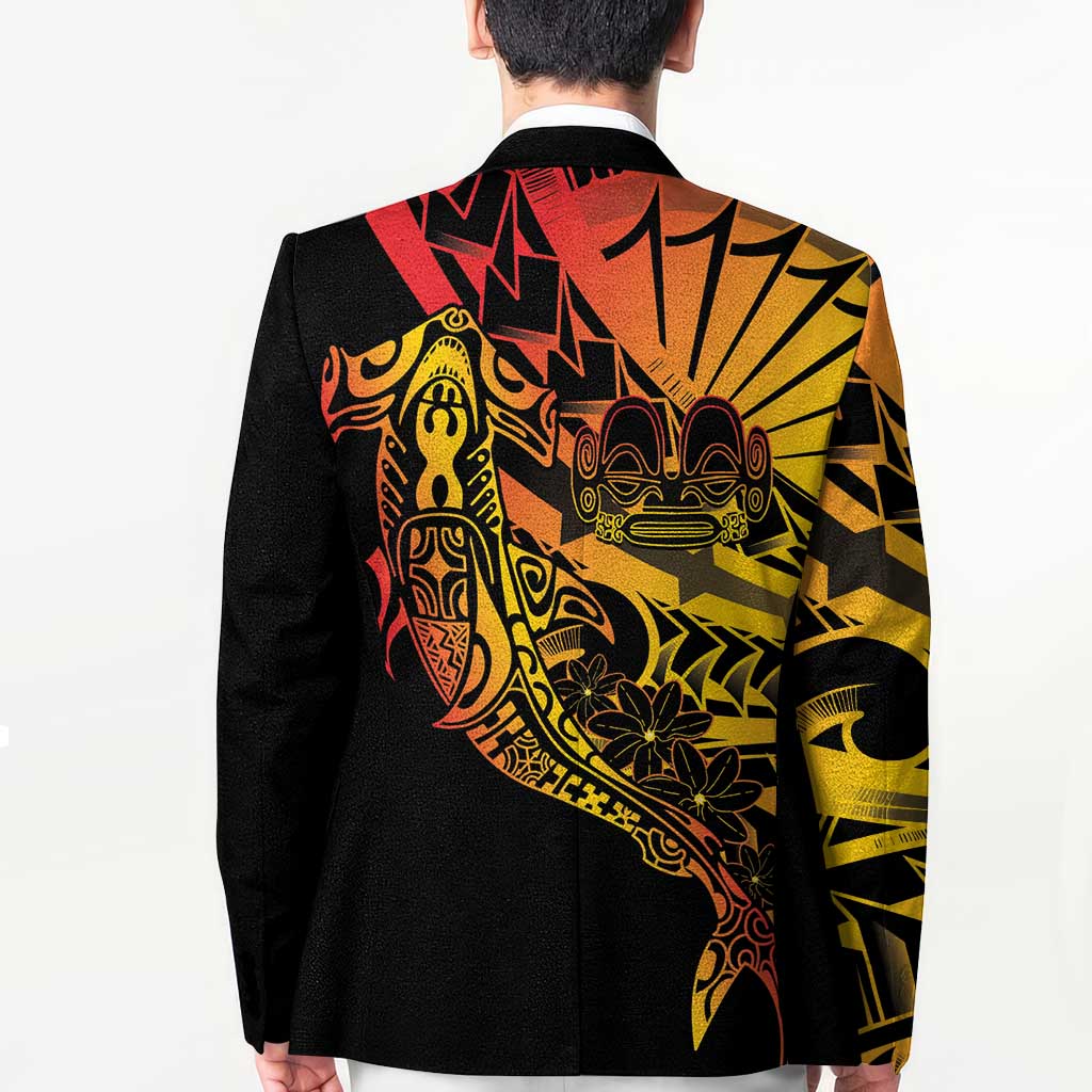 Gradient Marquesas Islands Blazer Marquesan Matatiki Hammerhead Shark Patutiki - Polynesian Pride