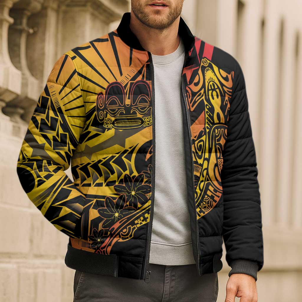 Gradient Marquesas Islands Bomber Puffer Jacket Marquesan Matatiki Hammerhead Shark Patutiki - Polynesian Pride