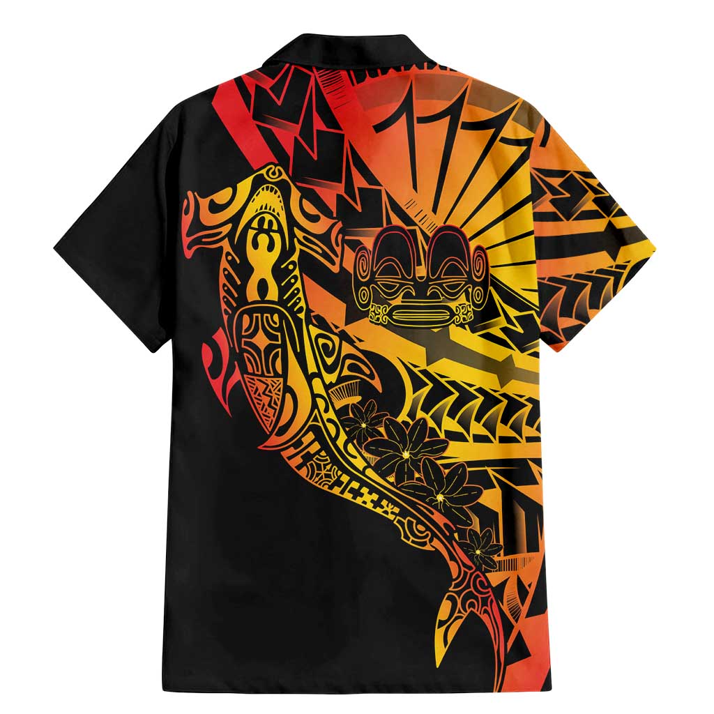 Gradient Marquesas Islands Family Matching Mermaid Dress and Hawaiian Shirt Marquesan Matatiki Hammerhead Shark Patutiki - Polynesian Pride