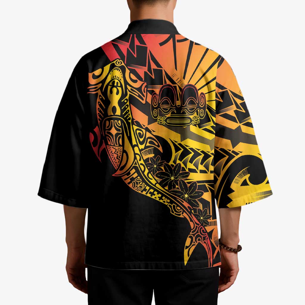 Gradient Marquesas Islands Kimono Marquesan Matatiki Hammerhead Shark Patutiki - Polynesian Pride