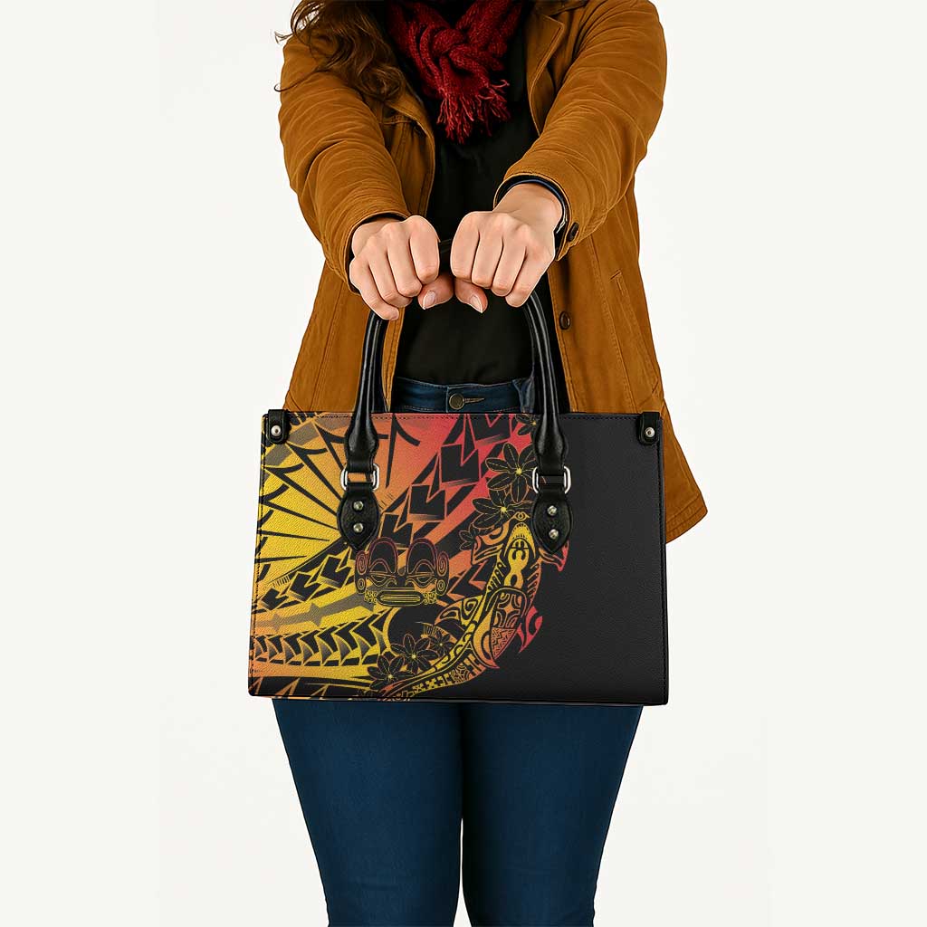 Gradient Marquesas Islands Leather Bag Marquesan Matatiki Hammerhead Shark Patutiki - Polynesian Pride