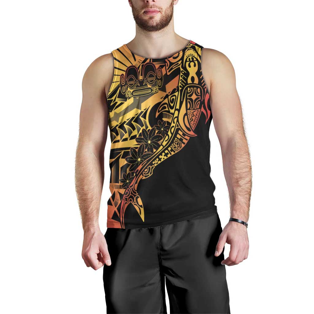 Gradient Marquesas Islands Men Tank Top Marquesan Matatiki Hammerhead Shark Patutiki - Polynesian Pride