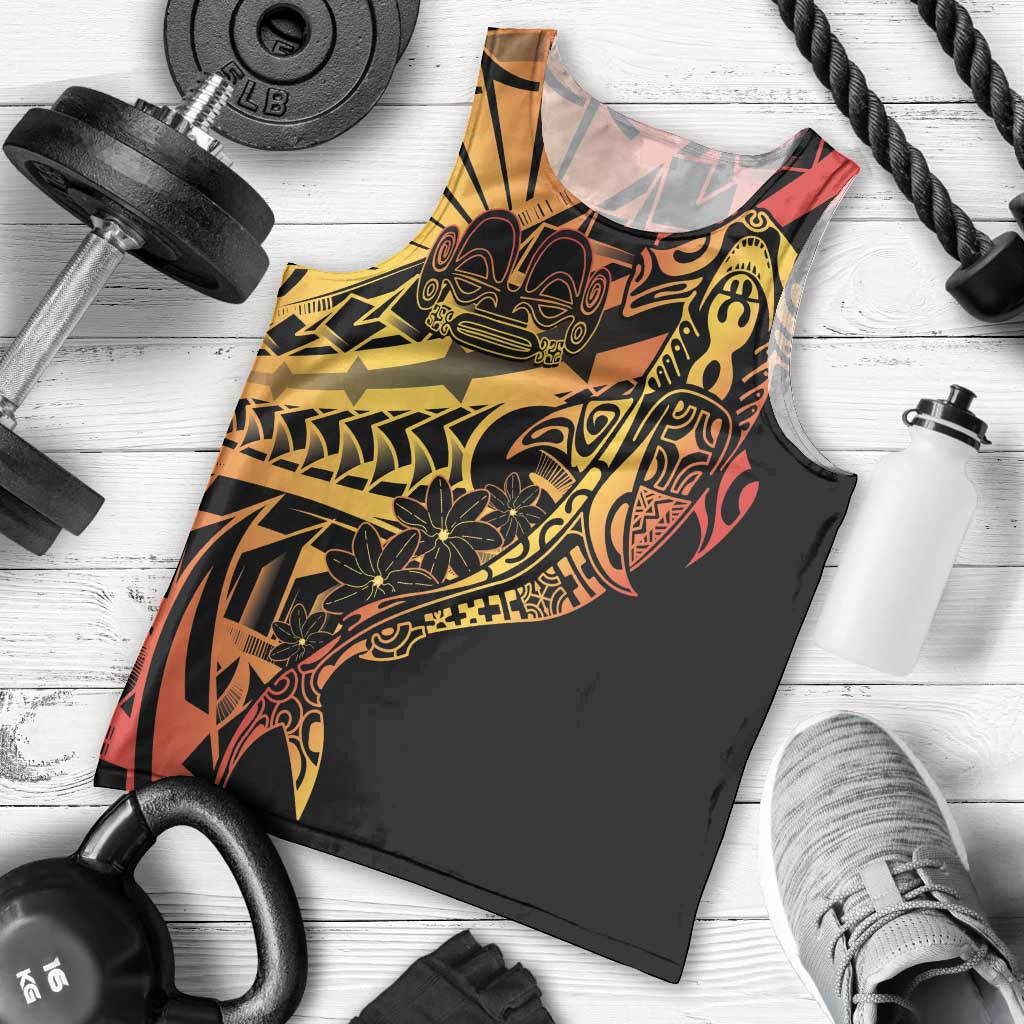 Gradient Marquesas Islands Men Tank Top Marquesan Matatiki Hammerhead Shark Patutiki - Polynesian Pride
