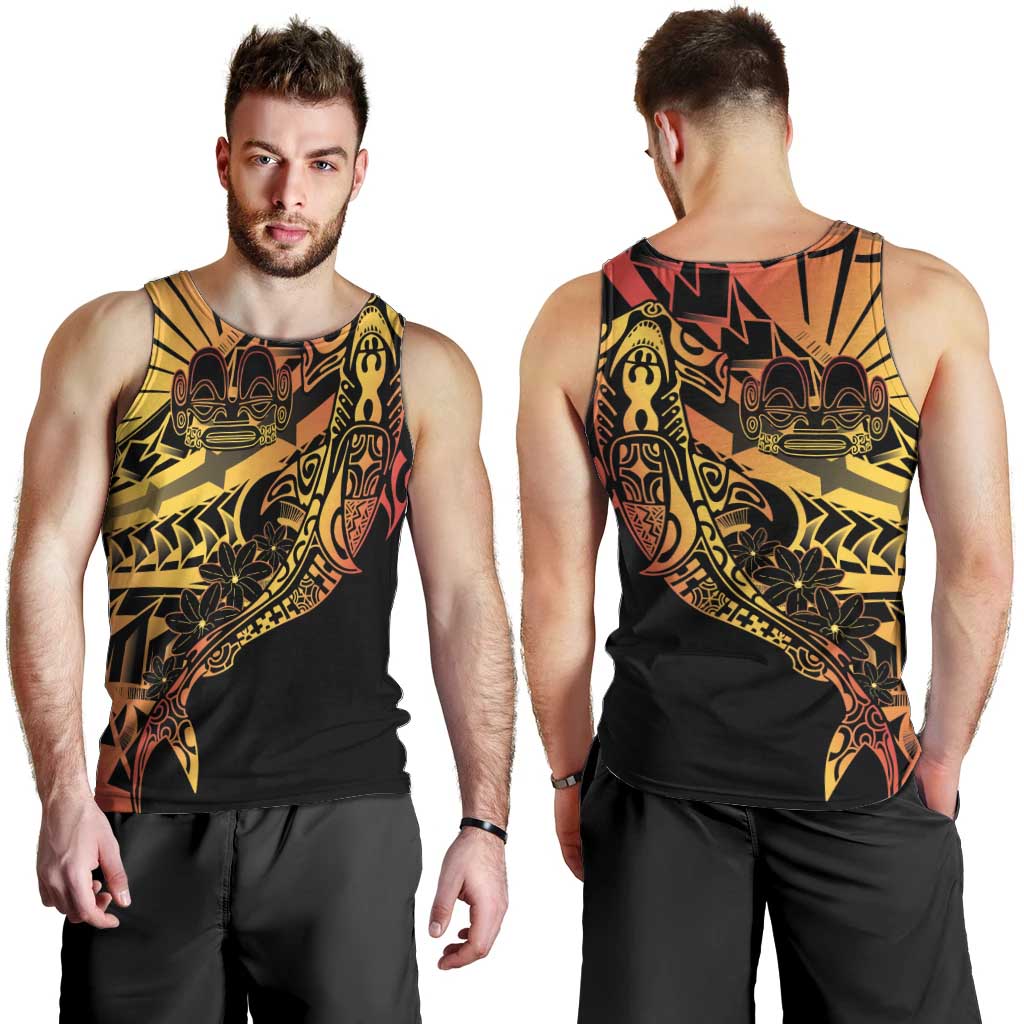 Gradient Marquesas Islands Men Tank Top Marquesan Matatiki Hammerhead Shark Patutiki - Polynesian Pride