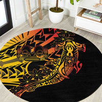 Gradient Marquesas Islands Round Carpet Marquesan Matatiki Hammerhead Shark Patutiki - Polynesian Pride