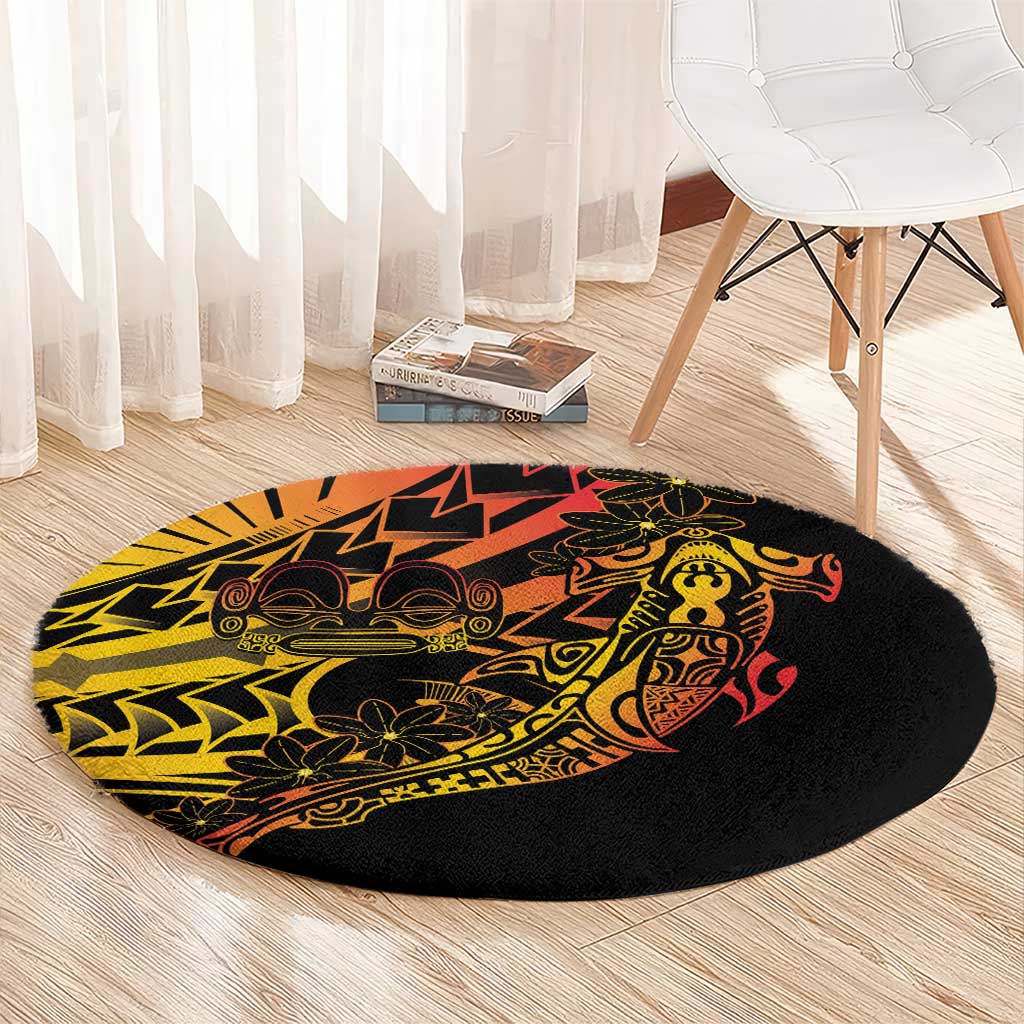 Gradient Marquesas Islands Round Carpet Marquesan Matatiki Hammerhead Shark Patutiki - Polynesian Pride