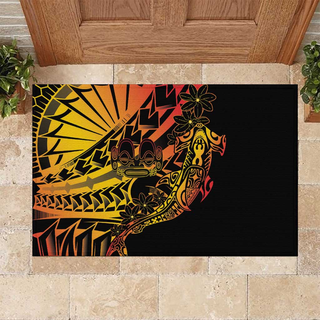 Gradient Marquesas Islands Rubber Doormat Marquesan Matatiki Hammerhead Shark Patutiki - Polynesian Pride