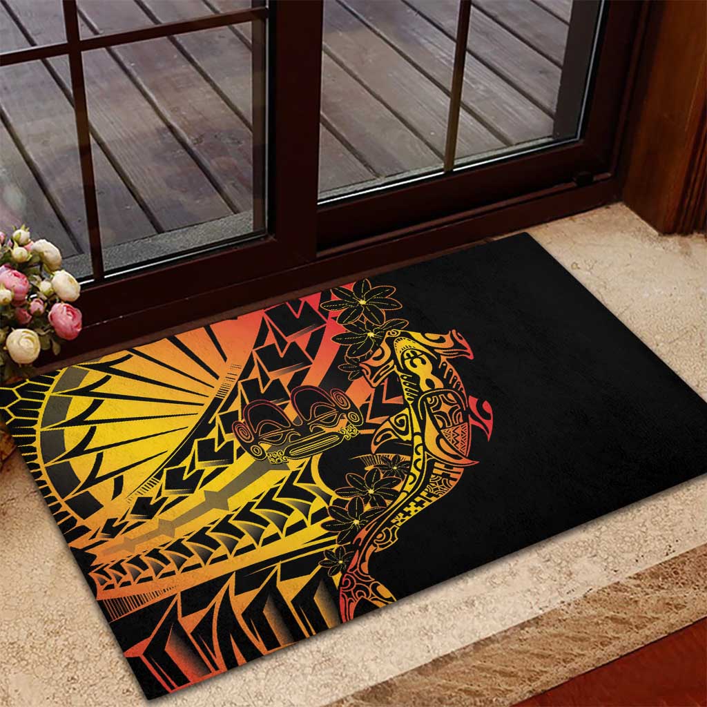 Gradient Marquesas Islands Rubber Doormat Marquesan Matatiki Hammerhead Shark Patutiki - Polynesian Pride