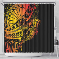 Gradient Marquesas Islands Shower Curtain Marquesan Matatiki Hammerhead Shark Patutiki - Polynesian Pride
