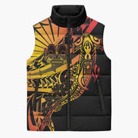 Gradient Marquesas Islands Sleeveless Puffer Jacket Marquesan Matatiki Hammerhead Shark Patutiki - Polynesian Pride