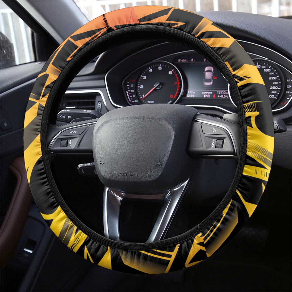Gradient Marquesas Islands Steering Wheel Cover Marquesan Matatiki Hammerhead Shark Patutiki - Polynesian Pride