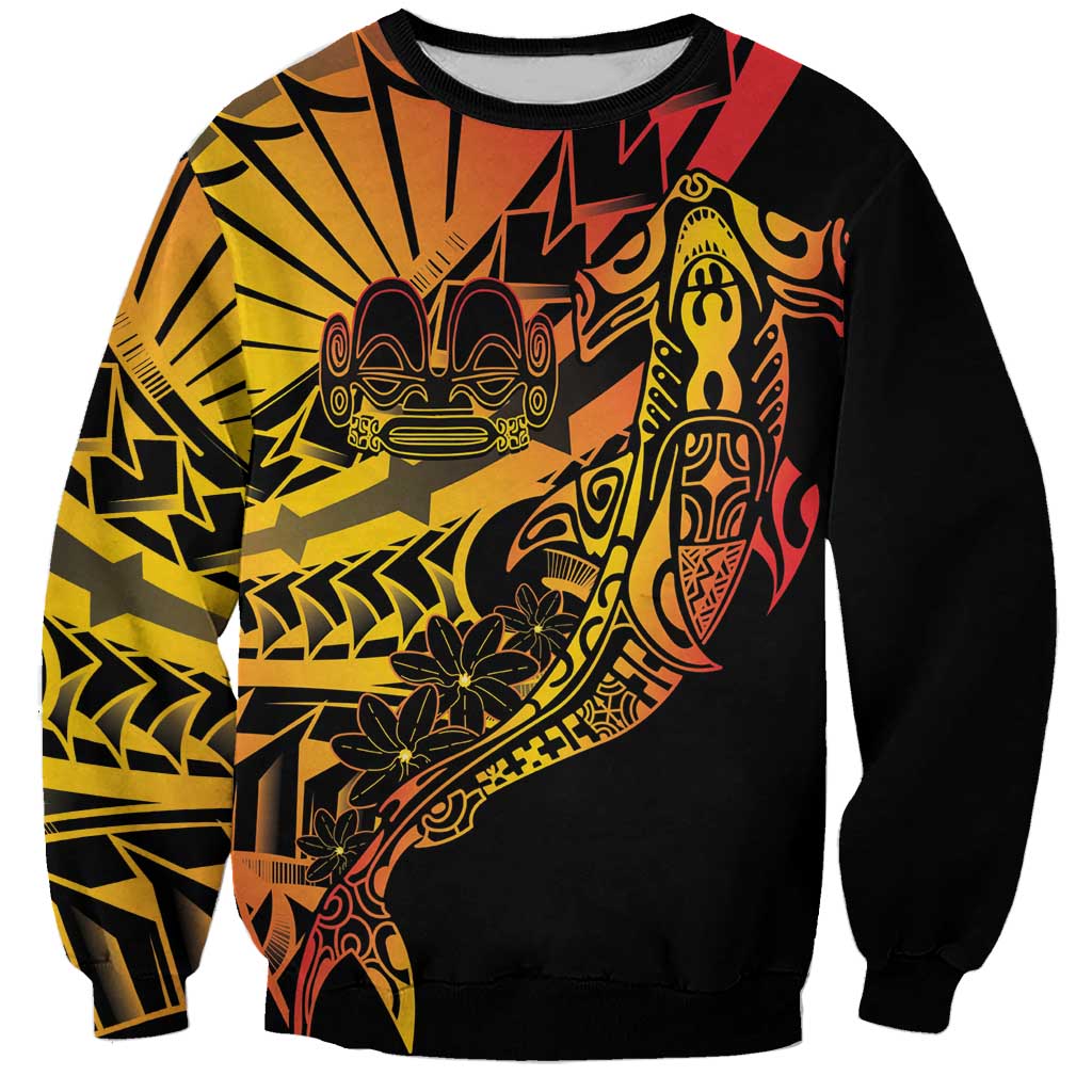 Gradient Marquesas Islands Sweatshirt Marquesan Matatiki Hammerhead Shark Patutiki - Polynesian Pride