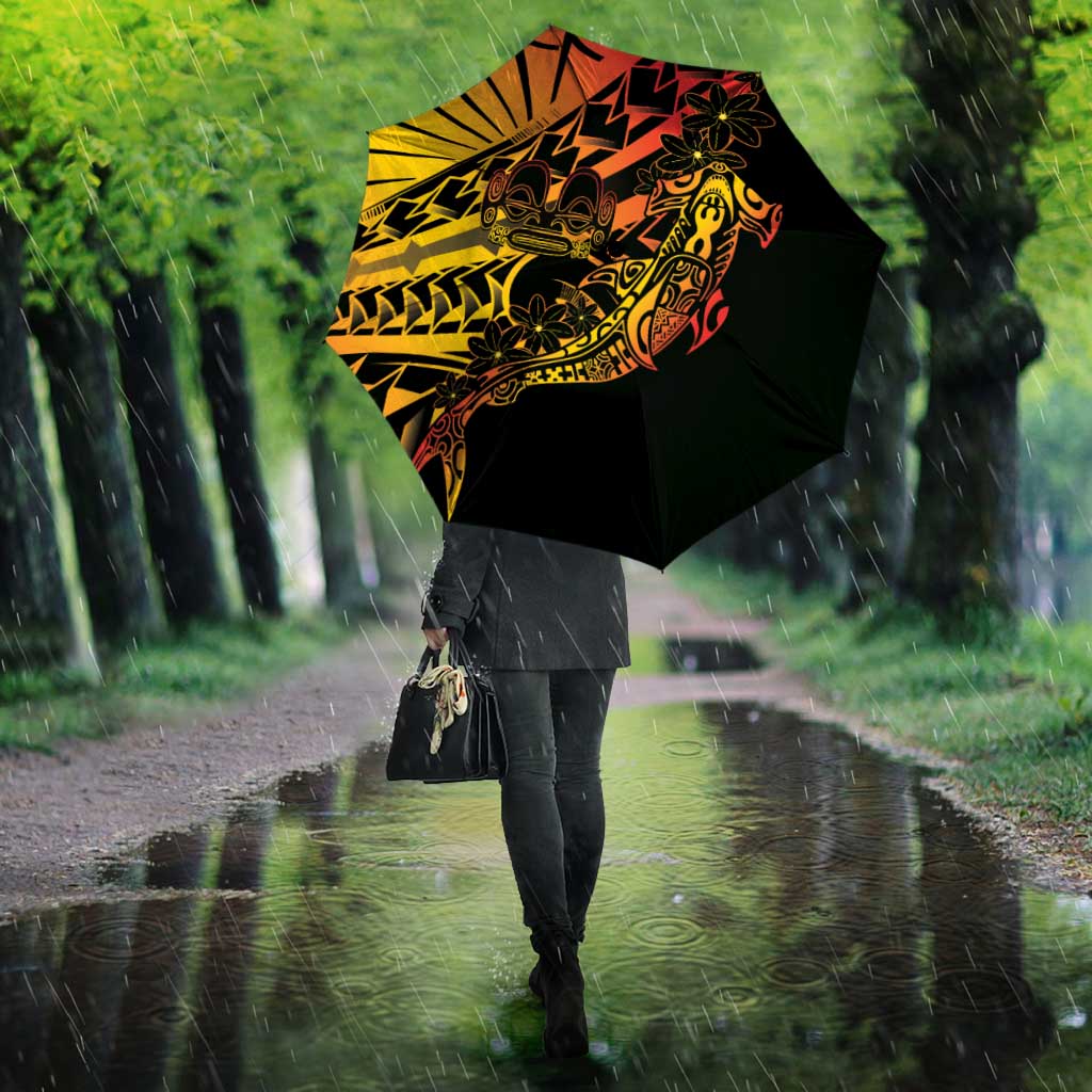 Gradient Marquesas Islands Umbrella Marquesan Matatiki Hammerhead Shark Patutiki - Polynesian Pride