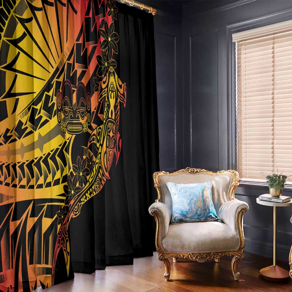 Gradient Marquesas Islands Window Curtain Marquesan Matatiki Hammerhead Shark Patutiki - Polynesian Pride