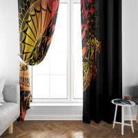 Gradient Marquesas Islands Window Curtain Marquesan Matatiki Hammerhead Shark Patutiki - Polynesian Pride