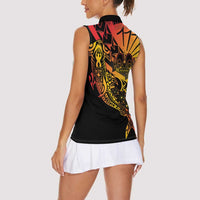 Gradient Marquesas Islands Women Sleeveless Polo Shirt Marquesan Matatiki Hammerhead Shark Patutiki - Polynesian Pride