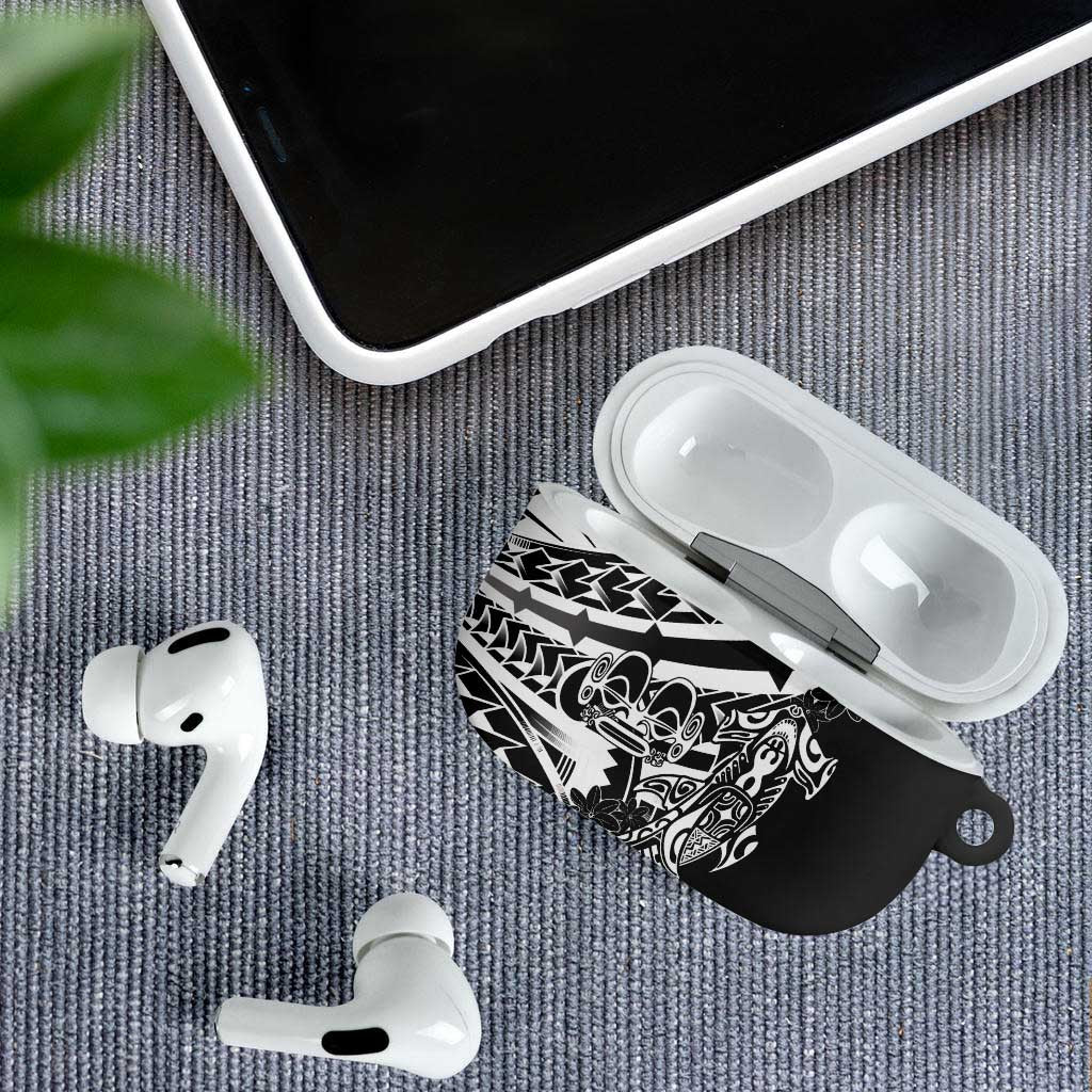 Black White Marquesas Islands AirPods Case Marquesan Matatiki Hammerhead Shark Patutiki - Polynesian Pride