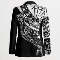 Black White Marquesas Islands Blazer Marquesan Matatiki Hammerhead Shark Patutiki - Polynesian Pride