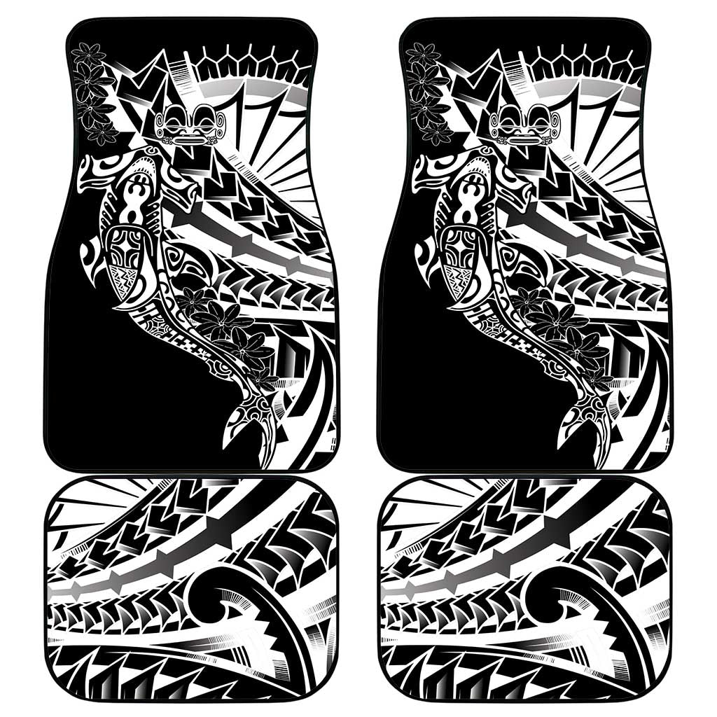 Black White Marquesas Islands Car Mats Marquesan Matatiki Hammerhead Shark Patutiki - Polynesian Pride