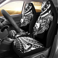 Black White Marquesas Islands Car Seat Cover Marquesan Matatiki Hammerhead Shark Patutiki - Polynesian Pride