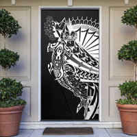 Black White Marquesas Islands Door Cover Marquesan Matatiki Hammerhead Shark Patutiki LT14 Black - Polynesian Pride