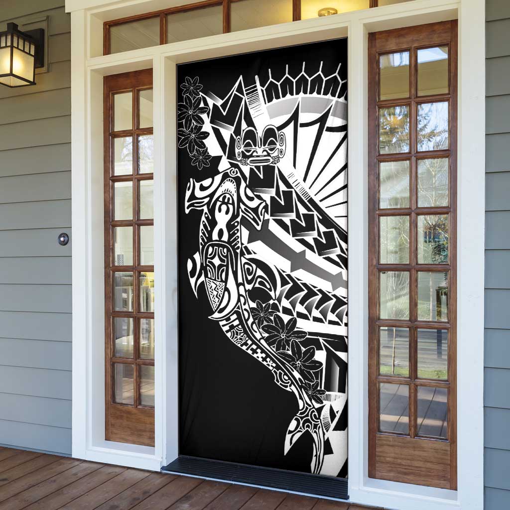 Black White Marquesas Islands Door Cover Marquesan Matatiki Hammerhead Shark Patutiki LT14 - Polynesian Pride