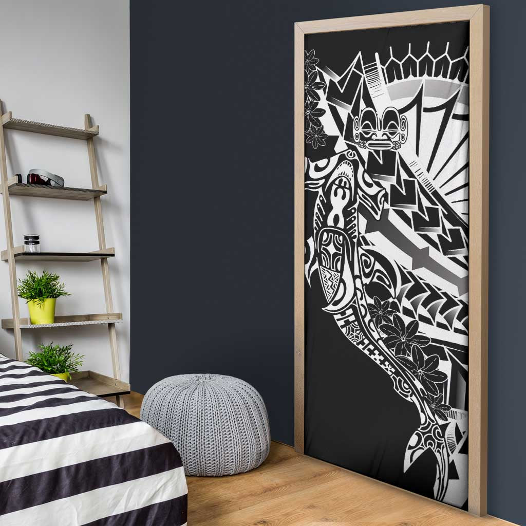 Black White Marquesas Islands Door Cover Marquesan Matatiki Hammerhead Shark Patutiki LT14 - Polynesian Pride