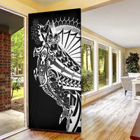 Black White Marquesas Islands Door Cover Marquesan Matatiki Hammerhead Shark Patutiki LT14 - Polynesian Pride