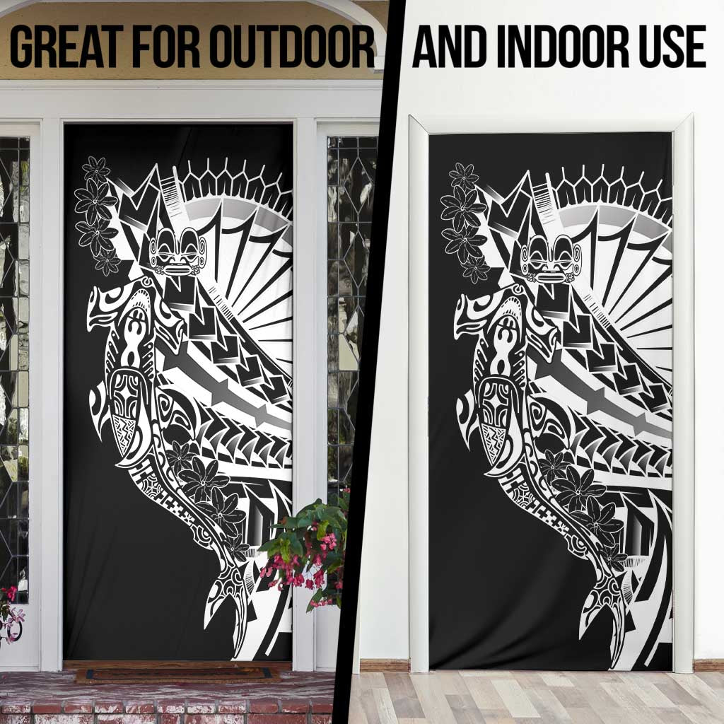 Black White Marquesas Islands Door Cover Marquesan Matatiki Hammerhead Shark Patutiki LT14 - Polynesian Pride