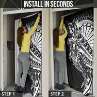 Black White Marquesas Islands Door Cover Marquesan Matatiki Hammerhead Shark Patutiki LT14 - Polynesian Pride