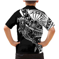 Black White Marquesas Islands Family Matching Mermaid Dress and Hawaiian Shirt Marquesan Matatiki Hammerhead Shark Patutiki - Polynesian Pride