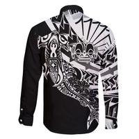 Black White Marquesas Islands Family Matching Mermaid Dress and Hawaiian Shirt Marquesan Matatiki Hammerhead Shark Patutiki - Polynesian Pride