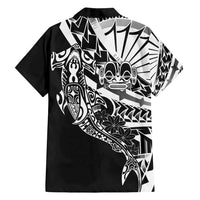 Black White Marquesas Islands Family Matching Puletasi and Hawaiian Shirt Marquesan Matatiki Hammerhead Shark Patutiki - Polynesian Pride