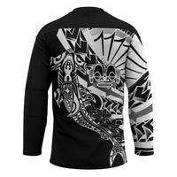 Black White Marquesas Islands Hockey Jersey Marquesan Matatiki Hammerhead Shark Patutiki - Polynesian Pride
