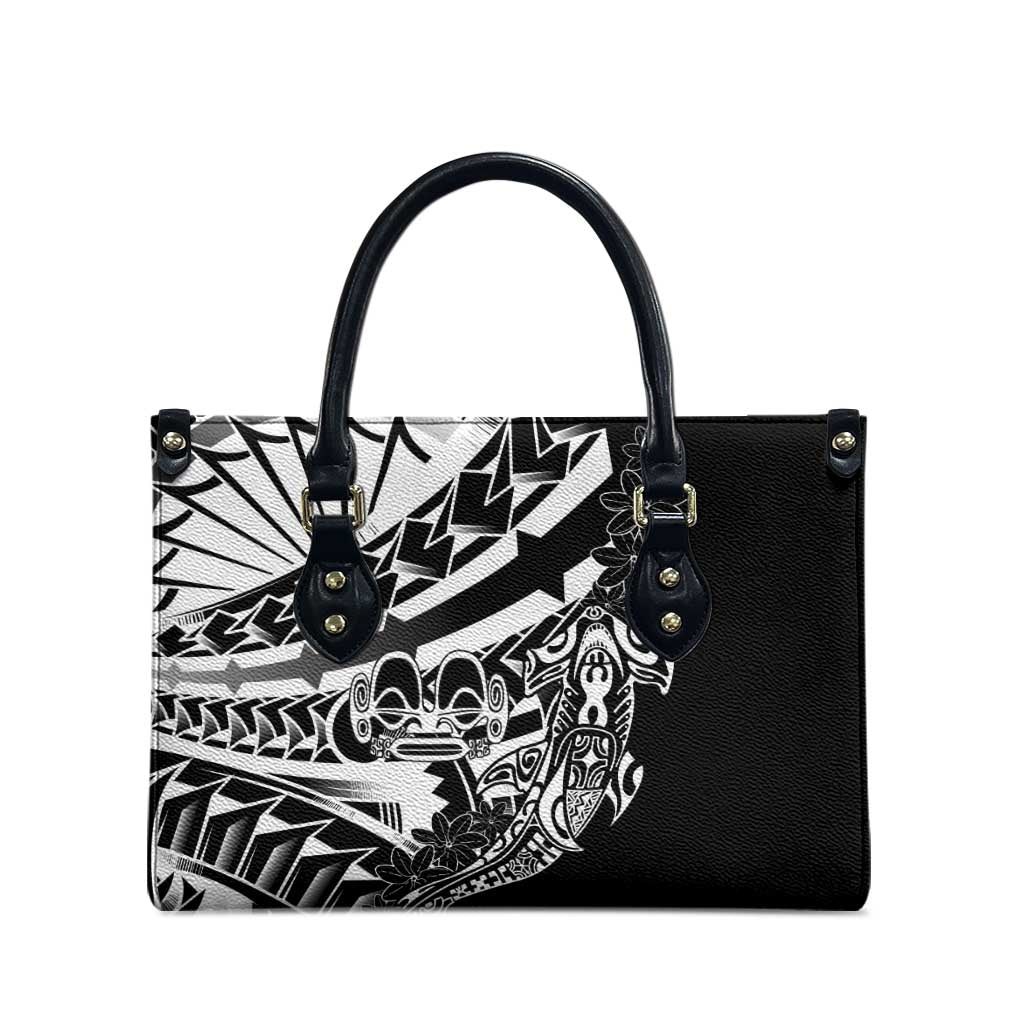 Black White Marquesas Islands Leather Bag Marquesan Matatiki Hammerhead Shark Patutiki - Polynesian Pride