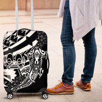 Black White Marquesas Islands Luggage Cover Marquesan Matatiki Hammerhead Shark Patutiki - Polynesian Pride