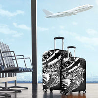 Black White Marquesas Islands Luggage Cover Marquesan Matatiki Hammerhead Shark Patutiki - Polynesian Pride