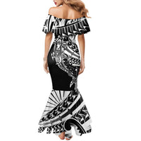 Black White Marquesas Islands Mermaid Dress Marquesan Matatiki Hammerhead Shark Patutiki - Polynesian Pride