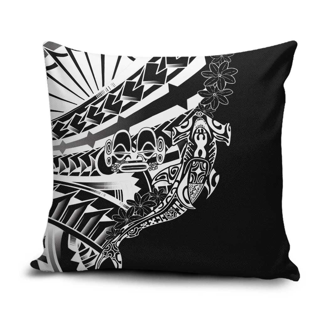 Black White Marquesas Islands Pillow Cover Marquesan Matatiki Hammerhead Shark Patutiki - Polynesian Pride